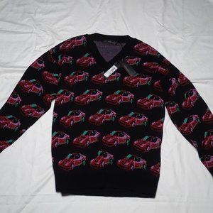 (Authentic) Versace Black Car V Neck Sweater